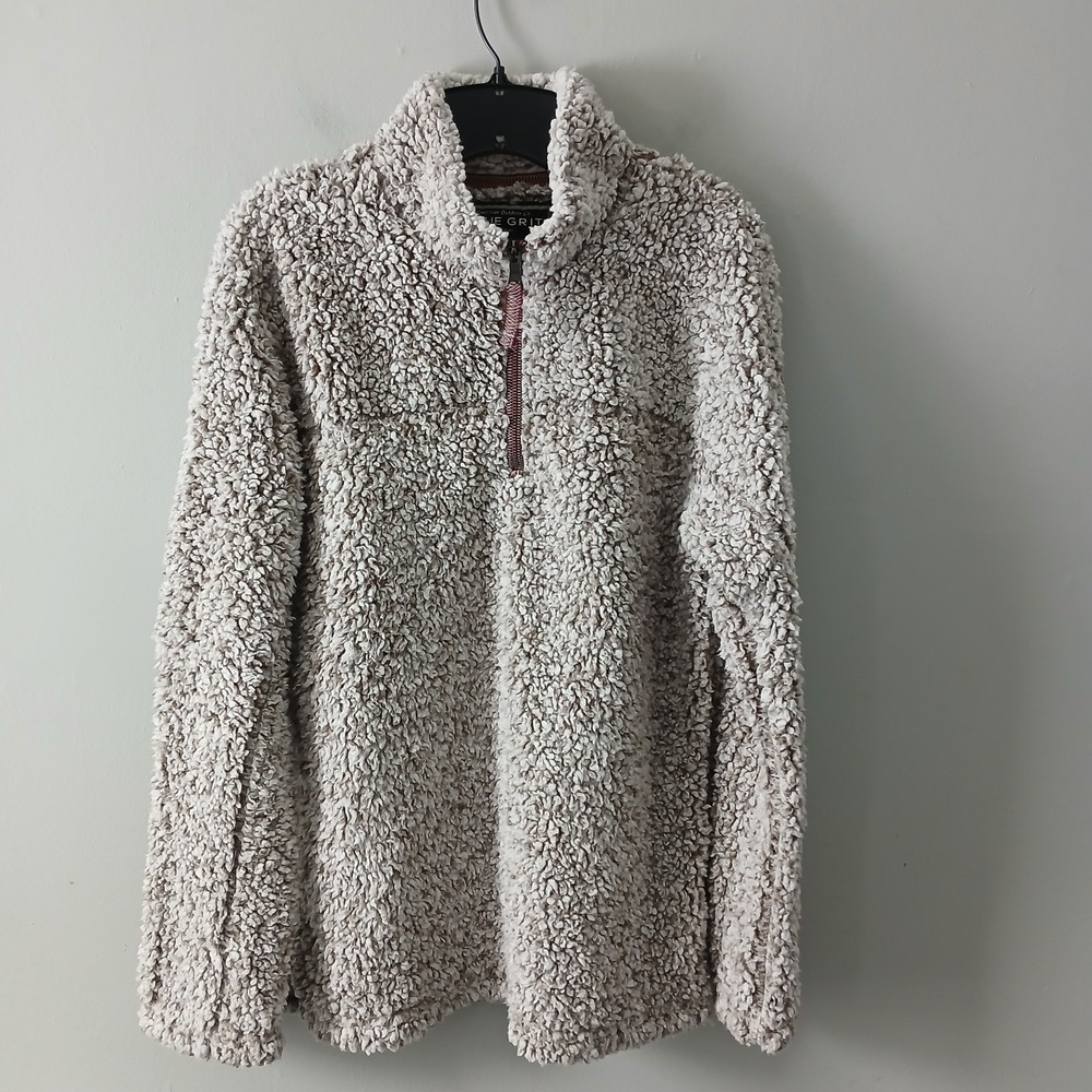True Grit Women's Size XS Sherpa Sweater 1/4 Zip Pullover‎ Tan Brown Long Sleeve